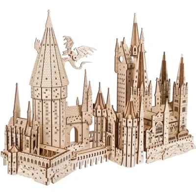 Abbildung von UGears Bausteine für Erwachsene, Harry Potter Hogwarts Schloss, Holzpuzzle Teenager, 3D Puzzles Schloss Modell.