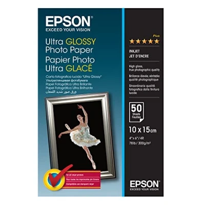 Abbildung von Epson C13S041943 Ultra Glossy Photopapier Inkjet 300g/m2 100 x 150 mm 50 Blatt Pack