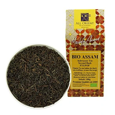 Abbildung von All Orient BIO Assam 100g Schwarzer Tee lose FTGFOP Blatt Second Flush Naturbelassen Ohne Zusatz von Aromen
