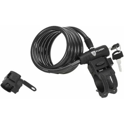 Abbildung von Fuxon Spiralkabelschloss 180cm/10mm mit Halter schwarz