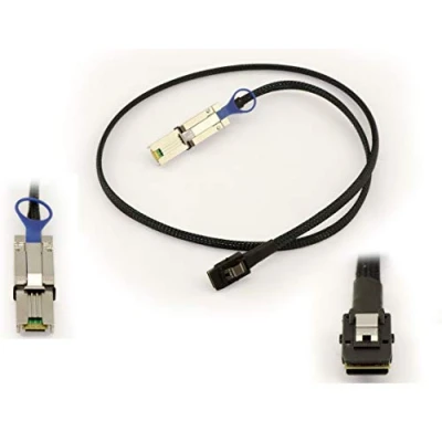 Abbildung von KALEA INFORMATIQUE MiniSAS SAS Kabel SFF 8088 zu 8087. Länge 1M, SFF8088 26 polig Mini extern, SFF8087 36 Intern.