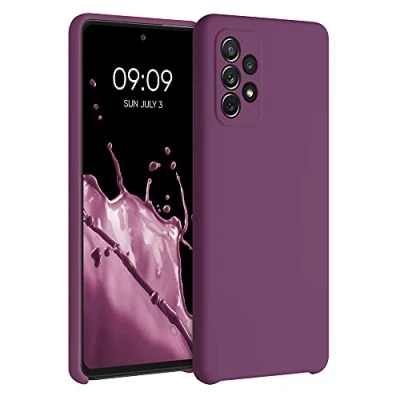 Abbildung von kwmobile Hülle kompatibel mit Samsung Galaxy A72 Silikon Handy Case Handyhülle weiche Oberfläche kabelloses Laden Magenta Lila