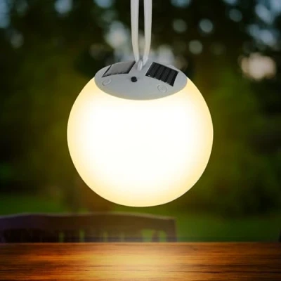Abbildung von Spetebo LED Solarleuchte Premium Solar Hängeleuchte Ø 20 cm / 4 LED, Einschaltautomatik, warmweiß, Garten Deko Lampe zum Hängen