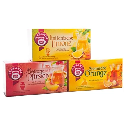 Abbildung von Teekanne Ländertee Set 3 Sorten, Italienische Limone, Spanische Orange, Mediterraner Pfirsisch, 150 g