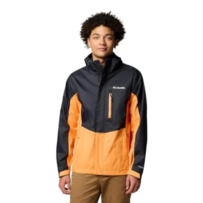 Abbildung von Columbia Men&#039;s Pouring Adventure 3 Jacket, Waterproof Rain Black/Koi, L