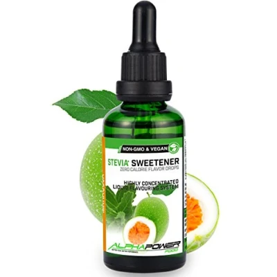Abbildung von ALPHAPOWER FOOD Stevia, zuckerfreie flavour Drops MARACUJA 100% natürliches liquid Aroma + Zuckerersatz für Wasser, Müsli, Süßspeisen, Smoothies