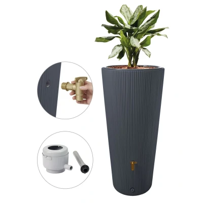 Abbildung von VASO 2in1 DECOR Regenspeicher 220 Liter inkl. Anschlussset und Auslaufhahn graphite grey
