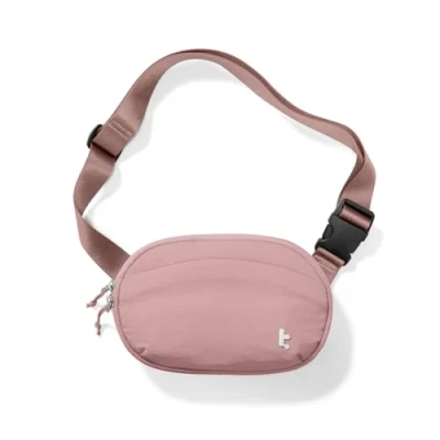 Abbildung von tomtoc Damen Bauchtasche Gürteltasche mit RFID Schutz, 1,5 Liter Klein Sling Bag Brusttasche Hüfttasche Handytasche Umhängetasche Crossbody für Reise, Alltag, Festival, Sport, Wandern, Rosa