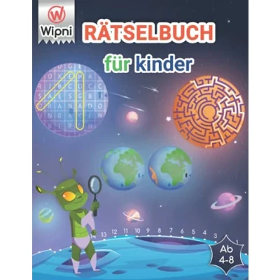 Abbildung von Rätselbuch für kinder ab 4 8: Wortsuche Rätse Labyrinthe Fehler finden Sudokus punkt zu weltraum malbuch puzzle 6 jahre geschenkidee