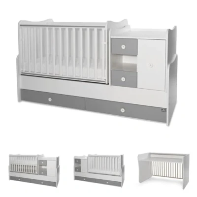 Abbildung von Lorelli Komplettbett Baby und Kinderbett Mini Max, 3 in 1, umbaubar, für 2 Kinder gleichzeitig