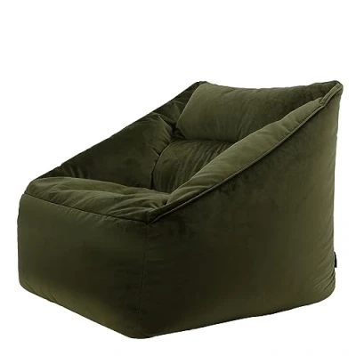Abbildung von Icon Riesen Sitzsack Sessel „Natalia“, Olive, Plüsch XXL Erwachsene mit Füllung für das Wohnzimmer, Riesensitzsack Sofa