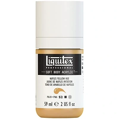 Abbildung von Liquitex 1959601 Professional Acrylfarbe Soft Body Künstlerfarbe in cremiger deckender Konsistenz, hohe Pigmentierung, lichtecht &amp; alterungsbeständig, 59ml Flasche Neapelgelb Imit.