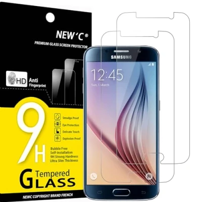 Abbildung von NEW&#039;C 2 Stück, Panzer Schutz Glas für Samsung Galaxy S6, Frei von Kratzern, 9H Härte, HD Displayschutzfolie, 0.33mm Ultra klar, Ultrabeständig