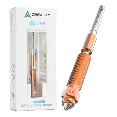 Abbildung von Creality Offcial K2 Plus Düse, Original Unicorn Quick Swap 3D Druckerteil mit Titanlegierung Hals, Kupferlegierung und gehärtetem Stahl für K2P/Creality Hi Combo Drucker (0,4 mm)