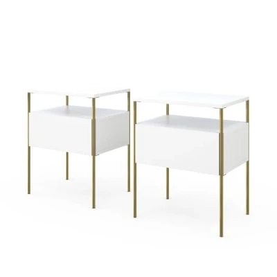 Abbildung von Vicco Nachtschrank Mira, Weiß/Gold, 40 x 50 cm 2er Set