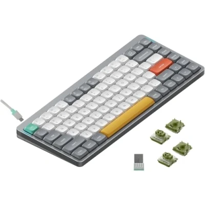 Abbildung von nuphy Air75 V2 Kabellose mechanische Tastatur, 84 Tasten RGB Hot Swap unterstützt Bluetooth 5.1, 2.4G und kabelgebundener Verbindungc für PC/Laptop/Windows/Mac Grey Gateron Moss Switch