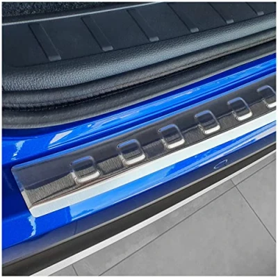 Abbildung von teileplus24 L730 Ladekantenschutz V2A Edelstahl kompatibel mit Mitsubishi Eclipse Cross FL 2021 Abkantung, Farbe:Silber gebürstet