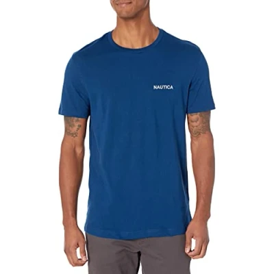 Abbildung von Nautica Herren kurzen Ärmeln und Rundhalsausschnitt T Shirt, Estate Blau, XXL