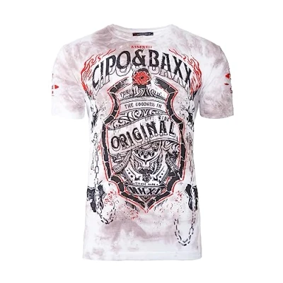 Abbildung von Cipo &amp; Baxx Print Shirt Extravagantes Kurzarm T BA CT772 (1 tlg) im Ghost Rider Style mit Totenkopf