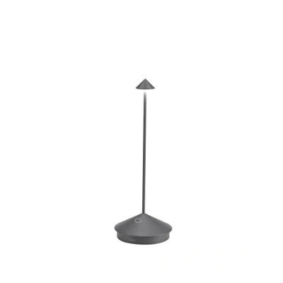 Abbildung von Zafferano, Pina Lampe, Kabellose, Wiederaufladbare Tischlampe mit Touch Control, Auch für den Außenbereich Geeignet, Dimmer, 2200 3000 K, Höhe 29 cm, Farbe Dunkelgrau