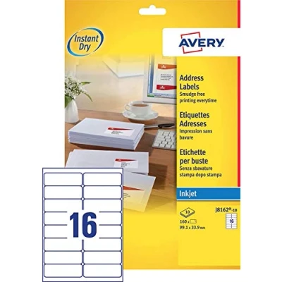 Abbildung von Avery White Address Label Inkjet J8162 Weiß
