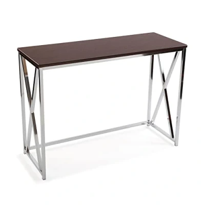 Abbildung von Versa Modena Schmales Möbelstück für den Eingangsbereich oder Flur, Moderner Konsolentisch, Maßnahmen (H x L B) 76 40,5 106,5 cm, Holz und Metall, Farbe: Braun