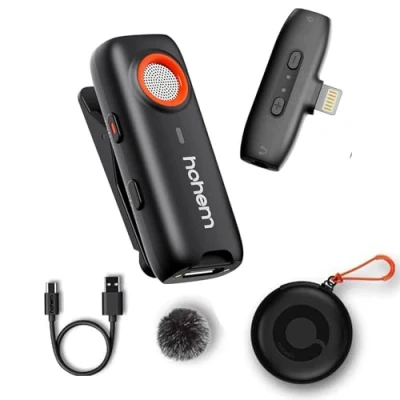 Abbildung von hohem MIC 01 Wireless Lavalier Mikrofon für iPhone iPad, mit Geräuschunterdrückung, MFi Zertifiziert, Fernbedienung, Integriertem Speicher, kabelloses Live Stream (1TX+1RX)