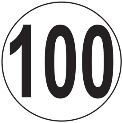 Abbildung von Aufkleber, selbstklebend, Motiv Macaron, Geschwindigkeitsbegrenzung, Reisebusse, Traktor, schwer, LKW, 100 km/h, 20 cm Durchmesser