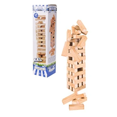 Abbildung von Spetebo Spiel, Wackelturm XXL aus Holz 60 Teile 50 cm, Geschicklichkeitsspiel für 2 bis 4 Personen