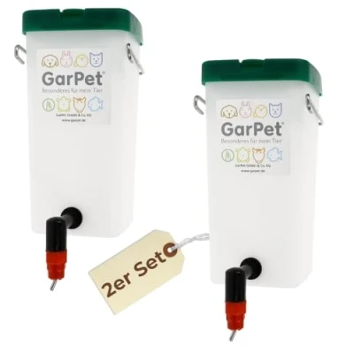 Abbildung von GarPet Wasserspender 2x Nippeltränke 1000 ml Kükentränke Trinkflasche Kaninchen Hamster 0.5 l