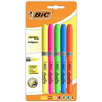 Abbildung von BIC BRITELINER Grip Textmarker verschiedene Farbe (5 Stück)
