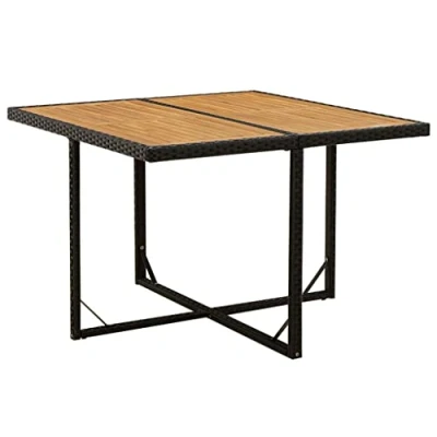 Abbildung von DYRJDJWIDHW Foldable Table,Folding Table,klappbarer Tisch,Gartentisch Schwarz 109x107x74cm Poly Rattan Massivholz AkazieIdeal für Gärten, Terrassen, Weihnachtsfeiern