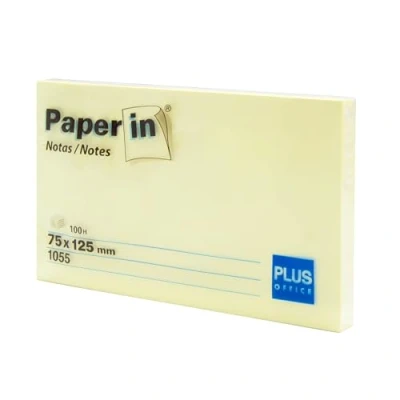 Abbildung von Plus Office Post Its Notizblock, gelb, Haftnotizen für Büro, Schule, Universität, schnelle Notizen und Erinnerungen, Block mit 100 selbstklebenden Blättern (75 x 125 mm, 1 Stück)