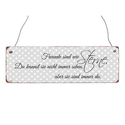 Abbildung von Interluxe Schild Holzschild Freunde sind wie Sterne Geschenk Geburtstag Türschild Mitbringsel für Freundin Freund