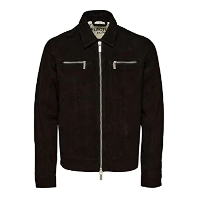 Abbildung von Selected Homme Slharchive NOOS Lederjacke, Herren, Größe: Medium, Black