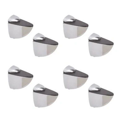 Abbildung von HOOZ Wandregalhalter Metall für Glas und Holzregale inkl. Montagematerial versch. Größen, Set 8 tlg., mit gummierter Klemmbacke