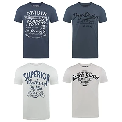 Abbildung von riverso T Shirt Herren Printshirt RIVLeon Regular Fit (4 tlg) Kurzarm Tee mit Rundhalsausschnitt aus 100% Baumwolle
