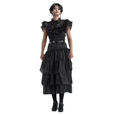 Abbildung von Metamorph Vampir Kostüm Wednesday Schwarzes Ballkleid für Mädchen
