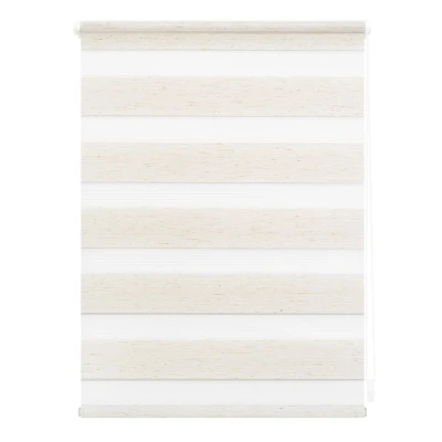 Abbildung von Lichtblick Doppelrollo Klemmfix ohne Bohren, Streifen, Blickdicht, Klemmträger Montage, Sichtschutz, Wandmongtage, Deckenmontage, für Fenster und Türen Natur,80 cm x 150 (B L)