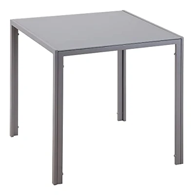 Abbildung von HOMCOM Esstisch Esszimmertisch Quadratischer Küchentisch für 4 Personen, Wohnzimmertisch mit Tischplatte aus Hartglas, Küche, Esszimmer, Grau, 75 x cm