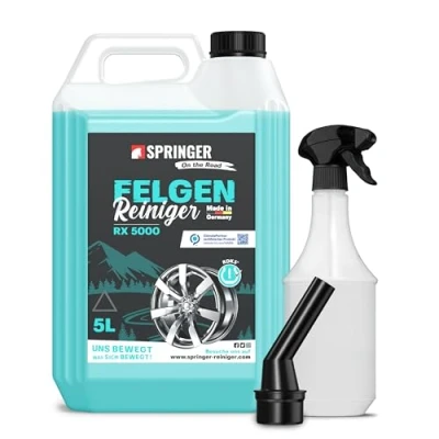 Abbildung von SPRINGER RX5000 Felgenreiniger 5L Made in Germany Felgenspray säurefrei &amp; materialschonend Gut haftende Gel Formel Mit Wirkindikator Für alle Felgen