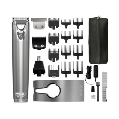 Abbildung von WAHL Washable Stainless Steel Multigroomer, Bart und Stoppeltrimmer für Männer, Haarschneider zu Hause, Nasen Ohren Trimmer, Herrenpflege Set, Vollständig Abwaschbar, kabellos