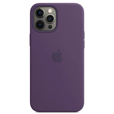 Abbildung von Apple iPhone 12 Pro Max Hülle MagSafe Silikon Original Soft Case/Backcover Handyhülle Lila
