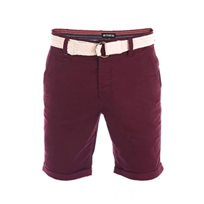 Abbildung von riverso Chino Shorts Herren mit Gürtel Regular Fit RIVHenry Kurze Hosen Bermuda Knopfleiste Stretch, Größe:W 30, Farbe:Wine Red (15400)