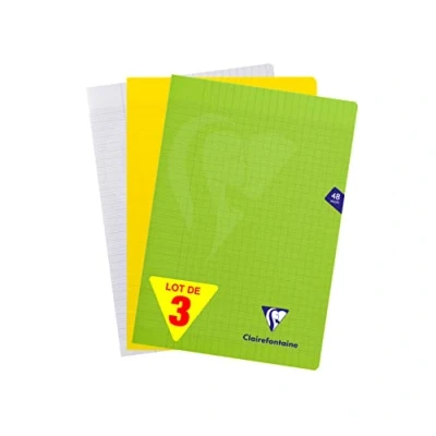 Abbildung von Clairefontaine 293101AMZ Set mit 3 Heften Mimesys, 24 Blatt, DIN A4, 21 x 29,7cm, 90g, französische Lineatur, 1 Set, farbig sortiert