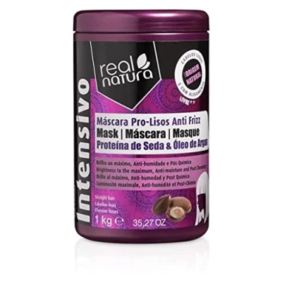 Abbildung von REAL NATURA Haarmaske ohne Salz Pro Lisos Anti Frizz mit Arganöl Unisex Haarpflege 1 kg Für glattes, frizzfreies und glänzendes Haar