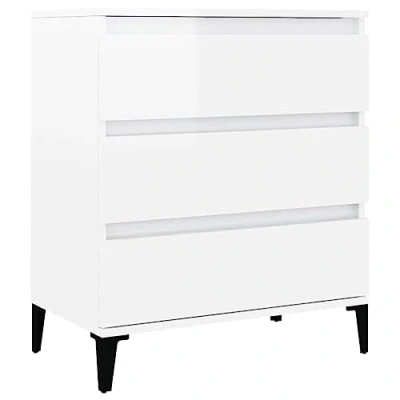 Abbildung von vidaXL Sideboard mit Schubladen Schrank Anrichte Beistellschrank Kommode Schubladenschrank Mehrzweckschrank Hochglanz Weiß 60x35x70cm Holzwerkstoff