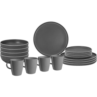 Abbildung von BRUNNER Geschirr Set Melamin Lunch Box Dolomit, Melamin, Resylin, Stone Touch Camping Teller 16tlg