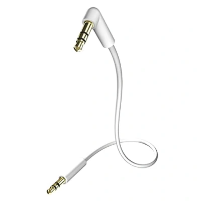 Abbildung von inakustik 0031040075 Star 3,5mm Klinkenkabel mit 90 Stecker Für den Anschluss vom Smartphones, Tablets oder PC an HiFi Verstärker 0,75m in Weiß Folienschirm gegen äußere Störeinflüsse