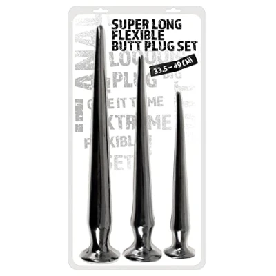 Abbildung von 3 teiliges Analplug Set „Super Long Flexible Butt Plug Set“, verschiedene Extra Längen und Gewichte